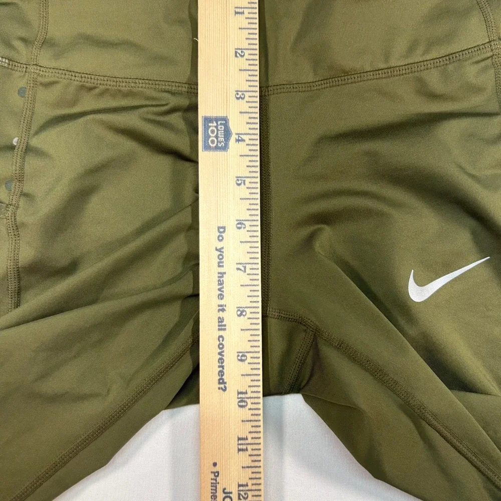 Nike Dri-FIT Women Olive Green Polka Dot Side Panel Running Leggings‎ Small